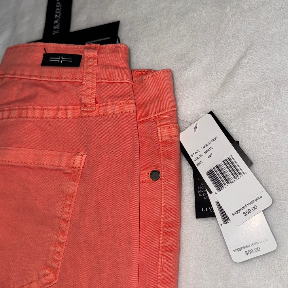 Liverpool Men's Slim Jeans in Coral and Off-White 12” - Picture 3 of 3